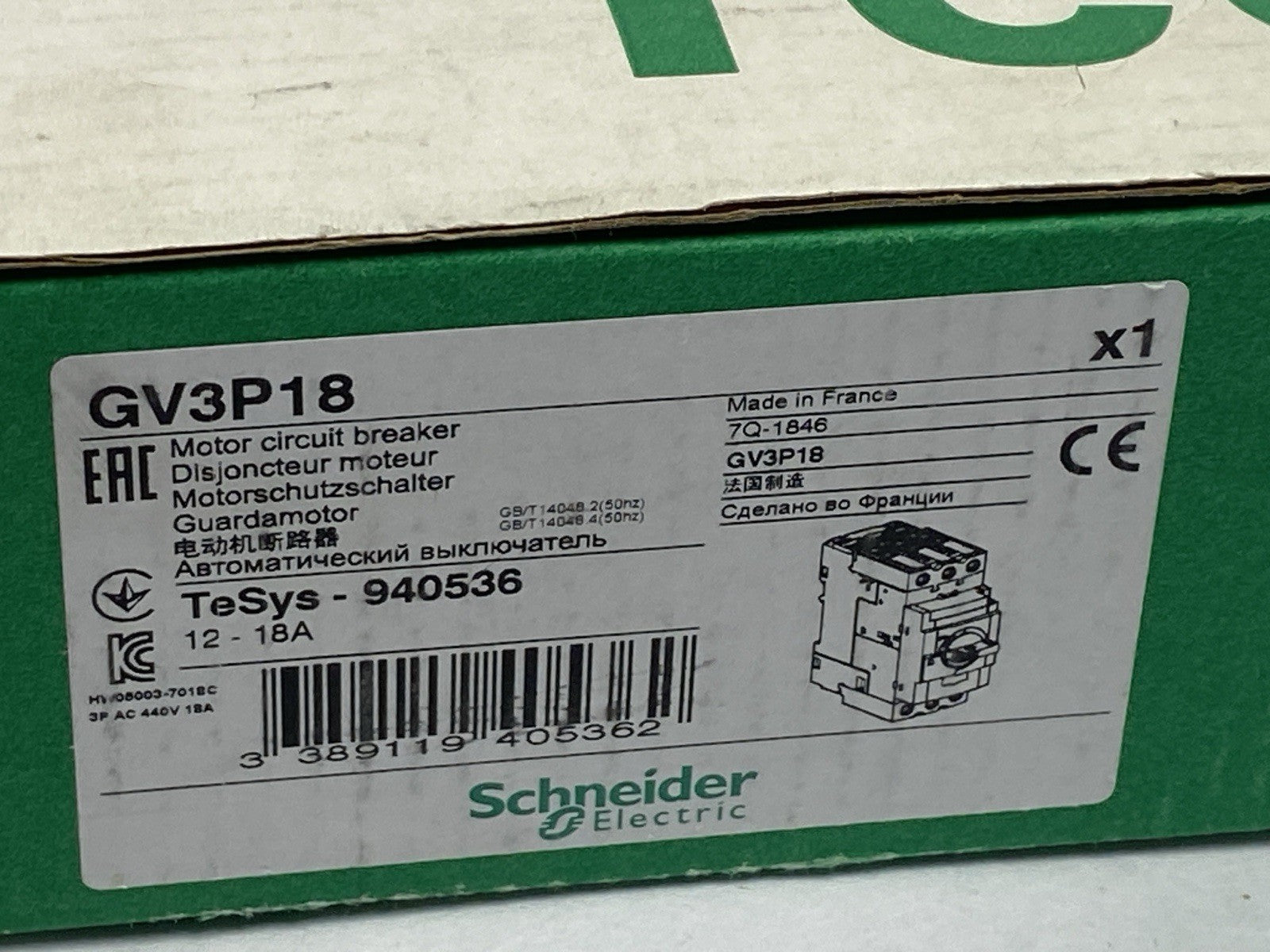 Schneider Electric GV3P18 Motor Circuit Breaker Manual Starter 12-18A - Maverick Industrial Sales