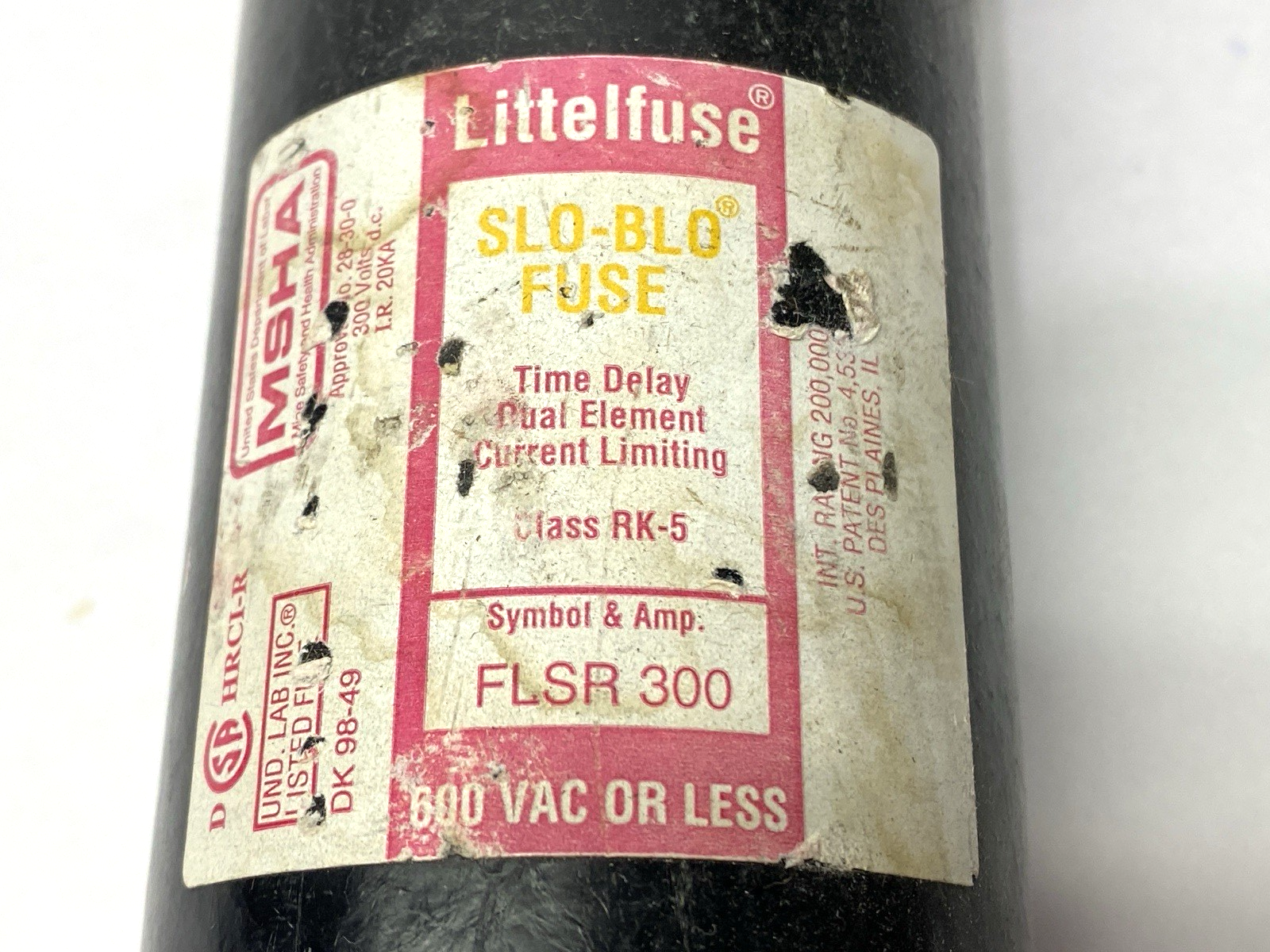FLSR300 | Littelfuse Slo-Blo Time-Delay Dual Element Fuse Class RK5 600VAC 300A - Used - Maverick Industrial Sales