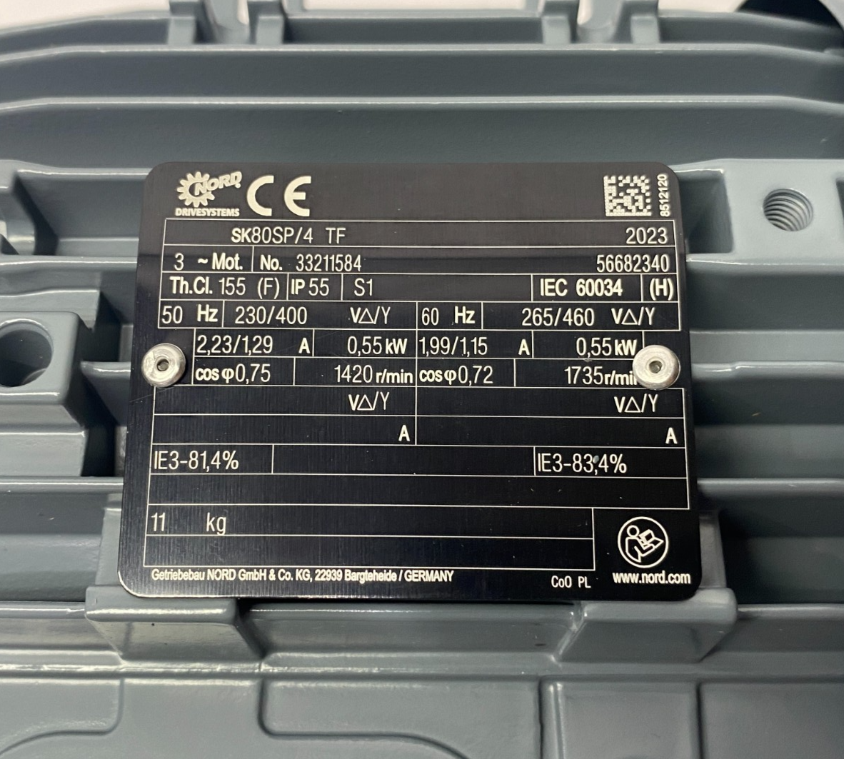 Nord SK80SP/4 TF Motor, 02F-80SP/4 TF 180E Gear, SK 180E-550-340-B NORDAC Drive - Maverick Industrial Sales
