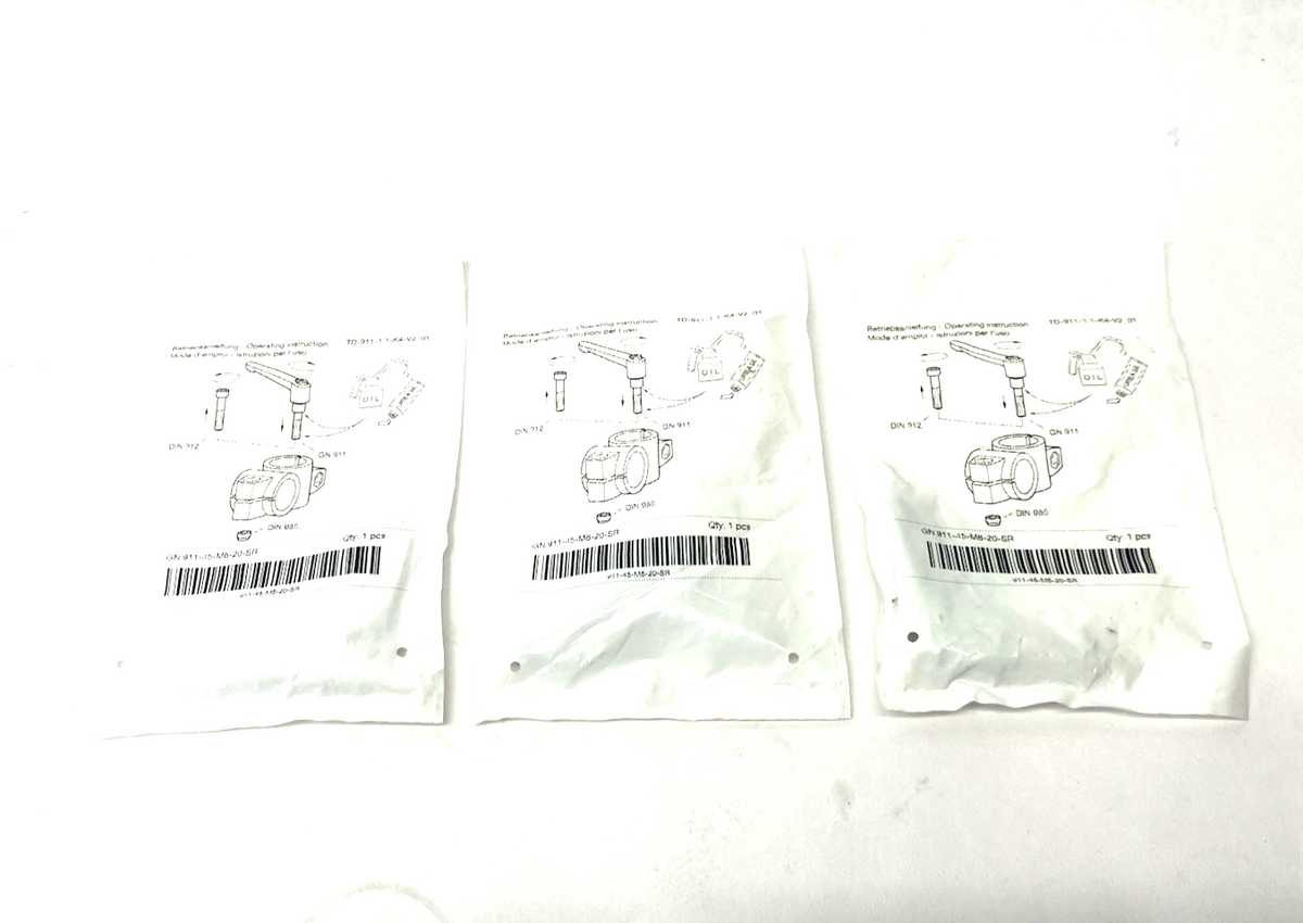 GN 911-45-M6-20-SR | Ganter Adjustable Lever for Connector Clamp, Zinc, LOT OF 3 - New - Maverick Industrial Sales