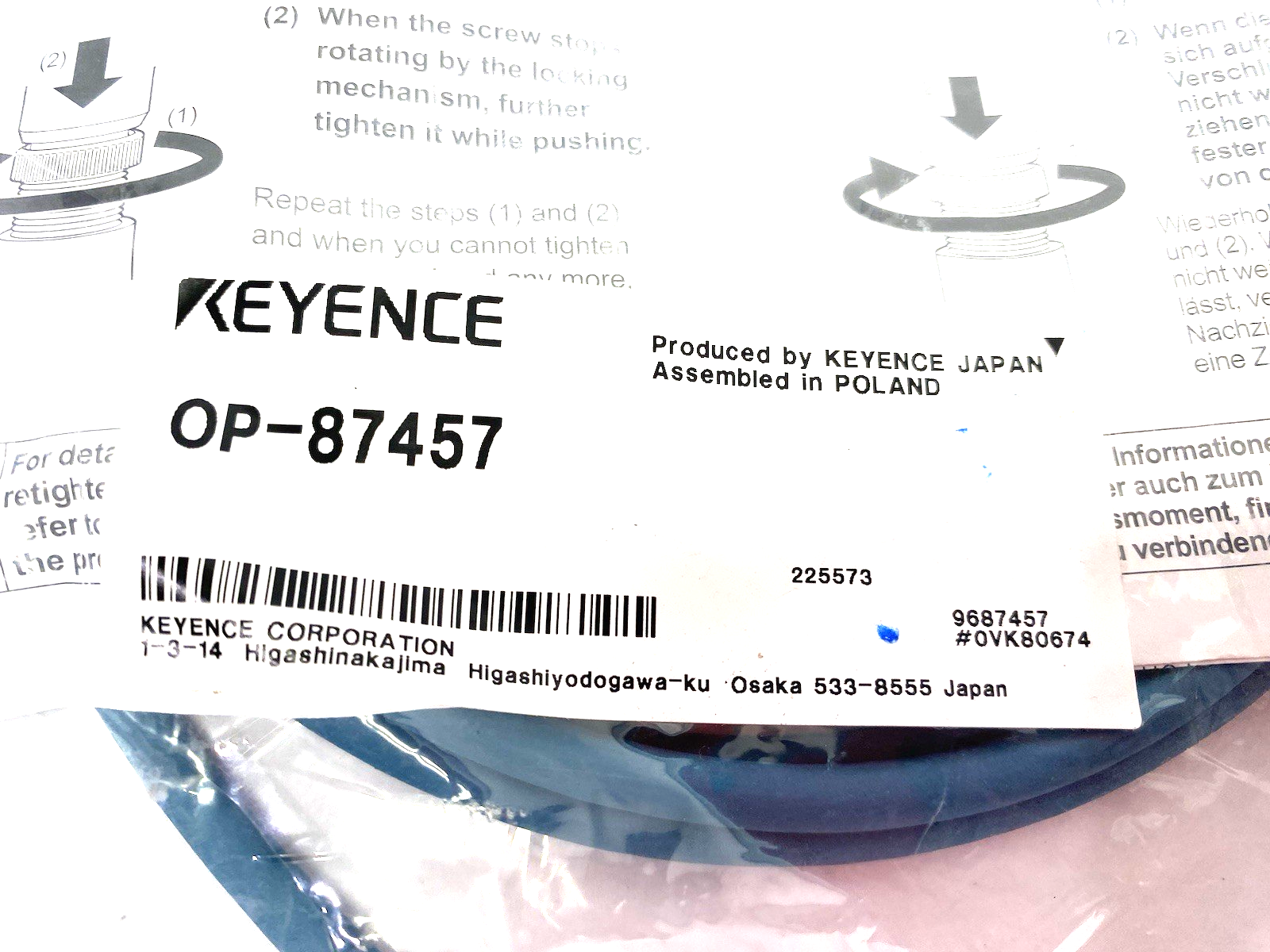 OP-87457 | Keyence Ethernet Cable (M12 4-pin / RJ45) NFPA79-comp. Straight 2m - New - Maverick Industrial Sales