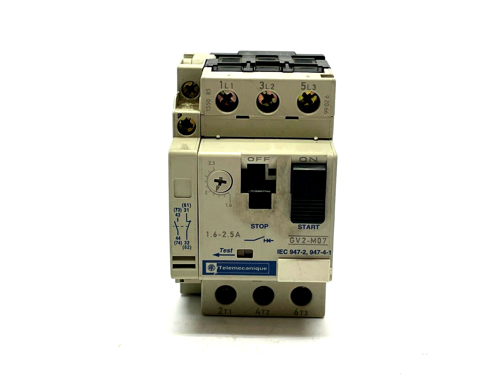 Telemecanique GV2-M07 Motor Circuit Breaker 1.6-2.5A w/ GV2-AN11 Auxiliary Block - Maverick Industrial Sales