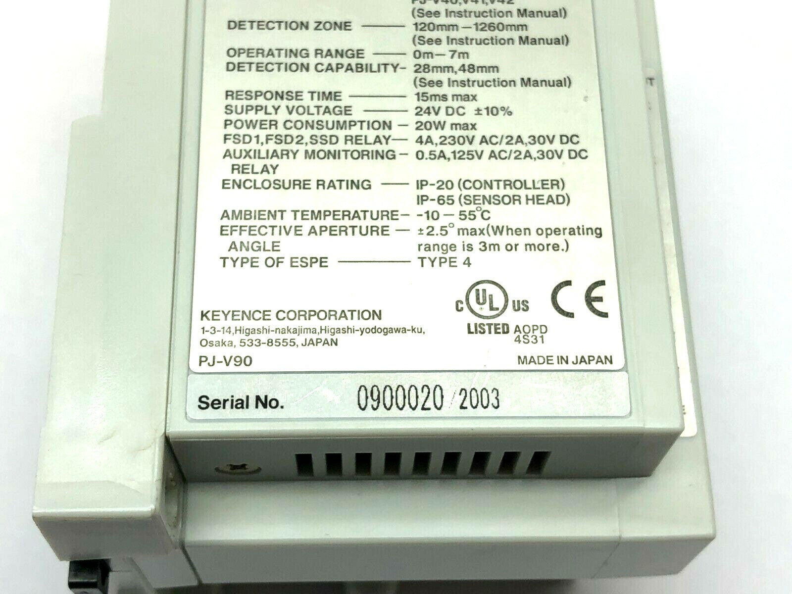 Keyence PJ-V90 Expandable Area Sensor Controller - Maverick Industrial Sales