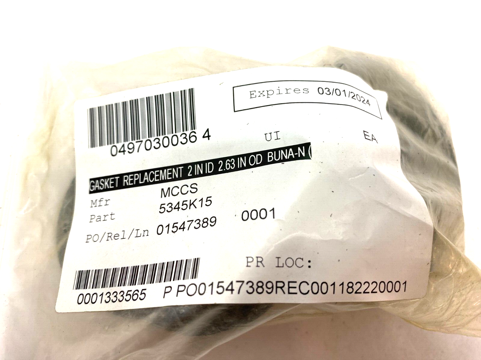 5345K15 Oil-Resistant Buna-N Gasket for Hose Couplings 2" ID 2.63" OD PKG OF 10 - Maverick Industrial Sales