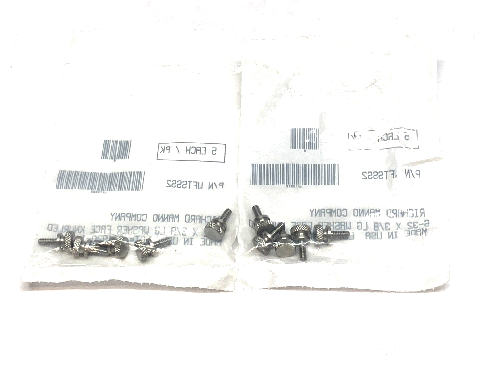 WFTSSS2 | Richard Manno Thumb Screw #6-32 x 3/8" Knurled Washer Face SS LOT OF 10 - New - Maverick Industrial Sales