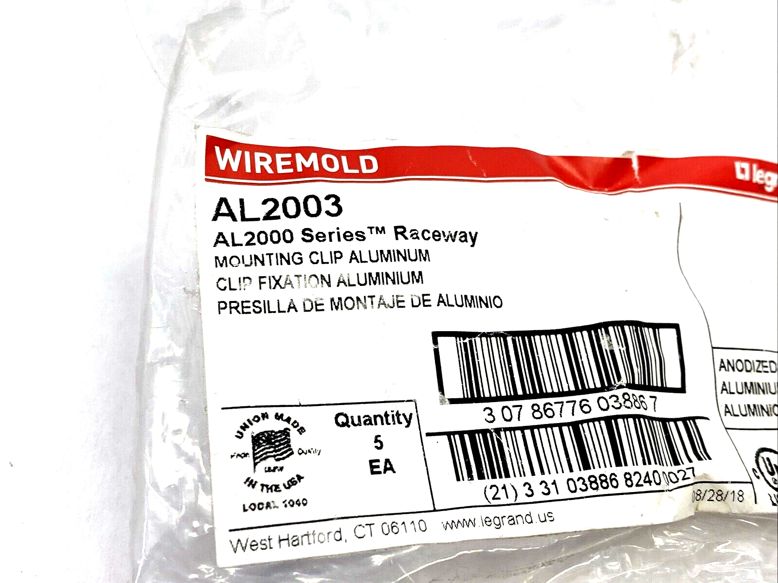 Legrand AL2003 Wiremold Spring Steel Mounting Clip 5-PKG - Maverick Industrial Sales