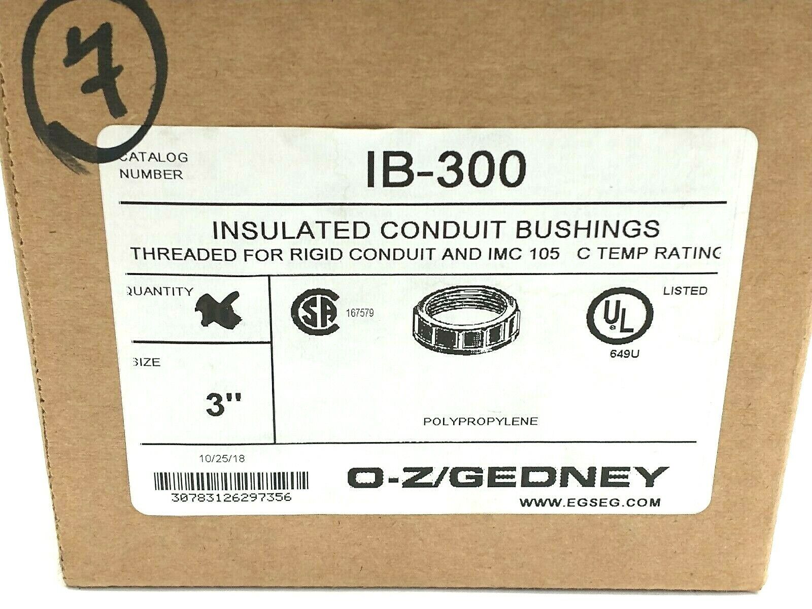 IB300,IB-300 | OZ Gedney IB-300 Insulating Threaded Conduit Bushing 3 ...