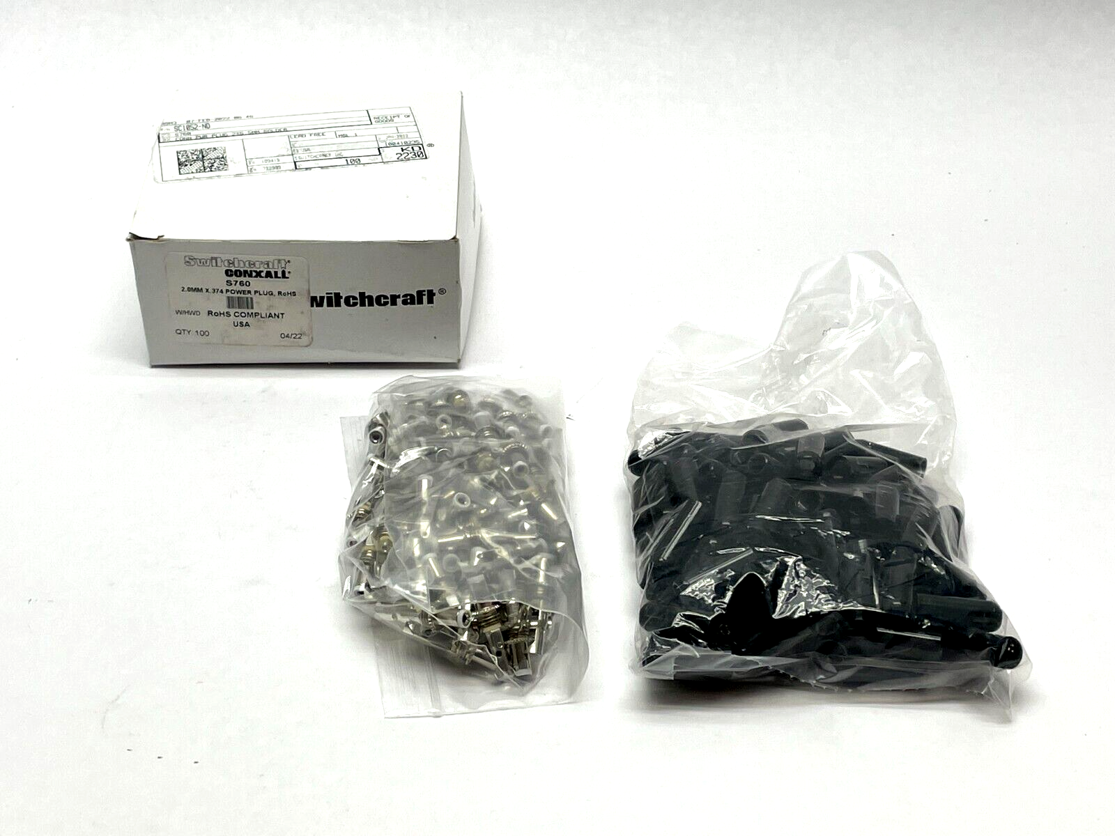 Switchcraft S760 Power Barrel Connector Plug 2 x 5.5mm Solder PKG OF 90 - Maverick Industrial Sales