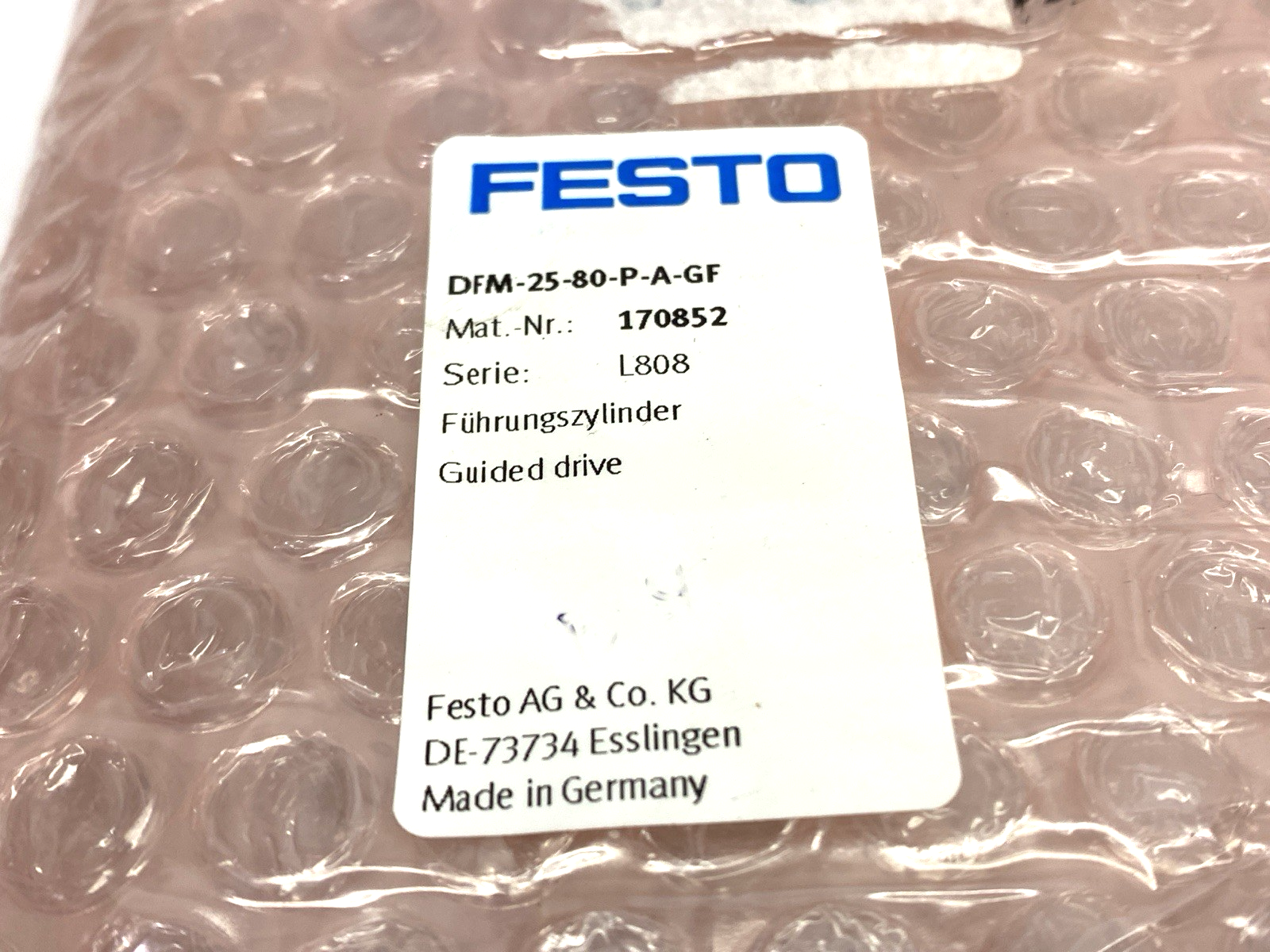 Festo DFM-25-80-B-P-A-GF Pneumatic Guided Drive Cylinder 80mm Stroke 170852 - Maverick Industrial Sales