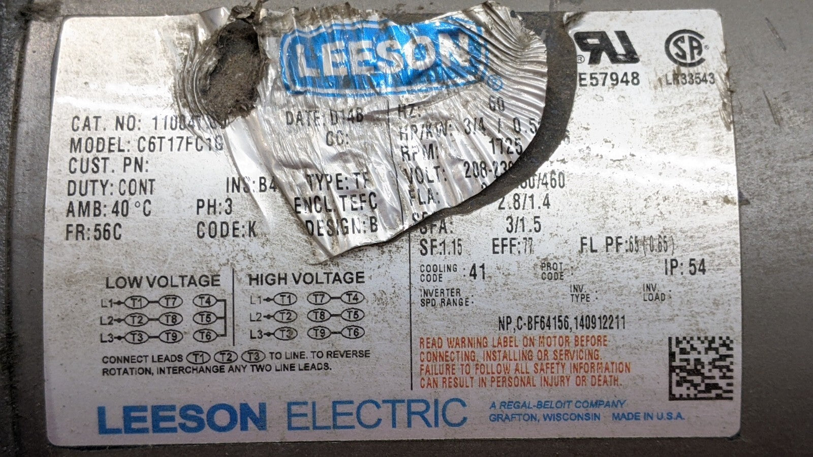 Leeson 110047.00 Electric Motor w/Boston Gear F721B-40K-B5-J Speed Reducer - Maverick Industrial Sales