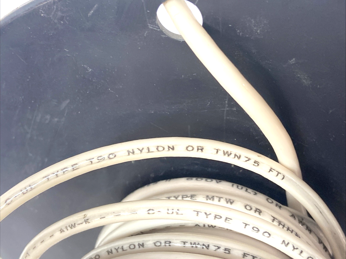White Copper Machine Tool Wire 10 AWG, Type T90, TWN75 FTI, 600V, 100FT Spool - Maverick Industrial Sales