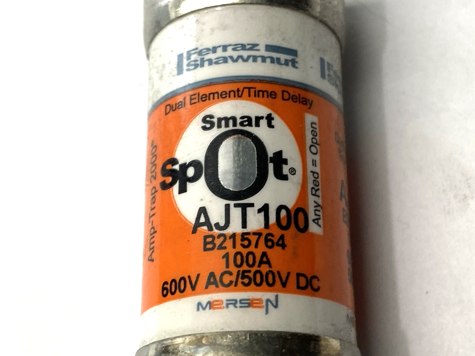 Mersen Ferraz Shawmut AJT100 Dual-Element Time-Delay Fuse 600V 100A SHELFWARE - Maverick Industrial Sales