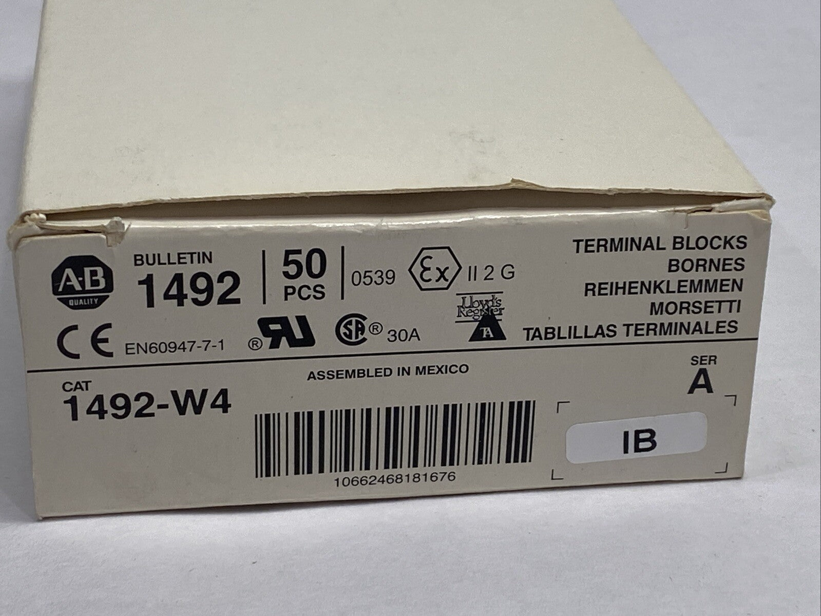 Allen Bradley 1492-W4 Ser A Terminal Blocks 30A 600V BOX OF 50 - Maverick Industrial Sales