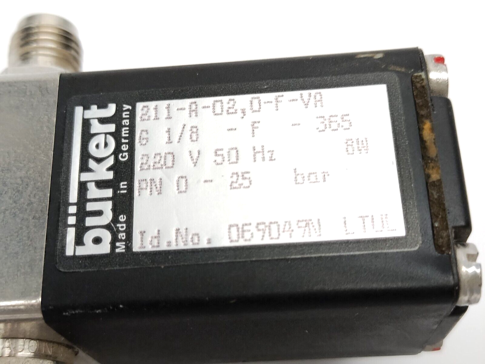 Burkert 069049N 2/2-Way Solenoid Valve 220V G1/8 Female Ports 211-A-02,0-F-VA - Maverick Industrial Sales