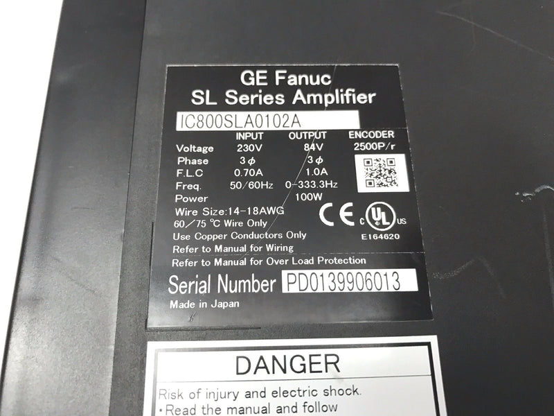 GE Fanuc IC800SLA0102A SL Series Amplifier Drive Controller Encoder Servo - Maverick Industrial Sales