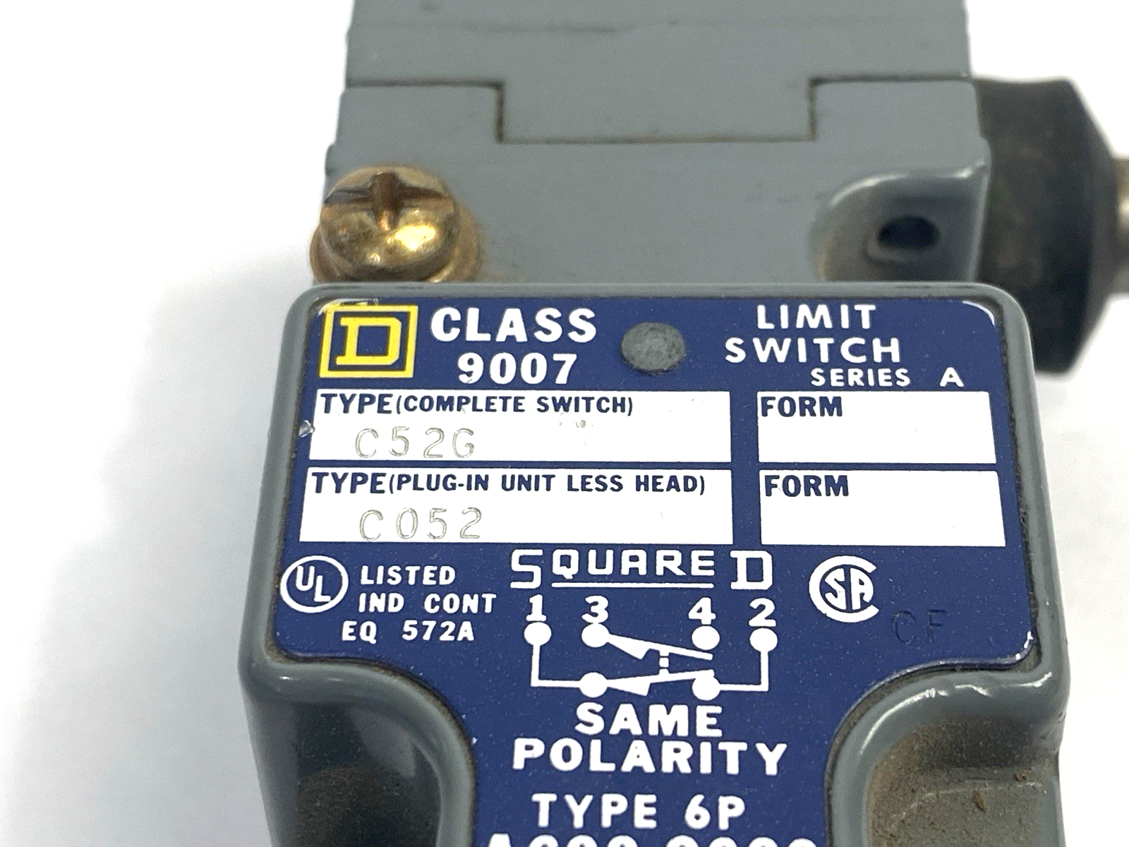 9007 C52G | Square D Snap Action Limit Switch 600V 10A Type 6P A600 Q600 - New – Open box - Maverick Industrial Sales