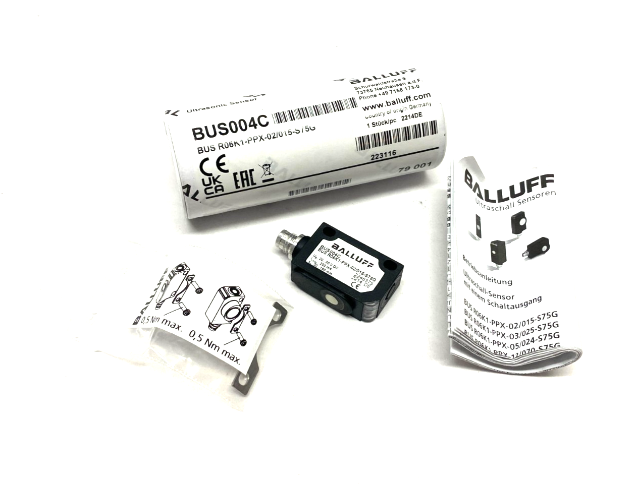 Balluff BUS004C Ultrasonic Sensor Male M8 4-Pin, BUS R06K1-PPX-02/015-S75G - Maverick Industrial Sales