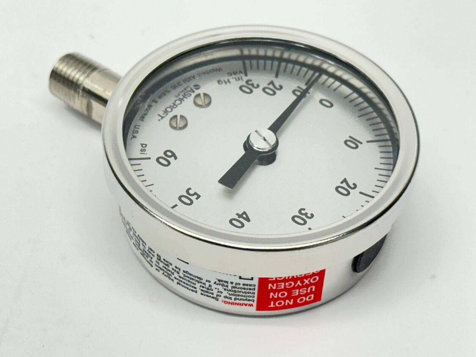 Ashcroft 1NA12014-012 Industrial Duralife Gauge 30IMV&60# 2-1/2" 25 1009SW 02L - Maverick Industrial Sales