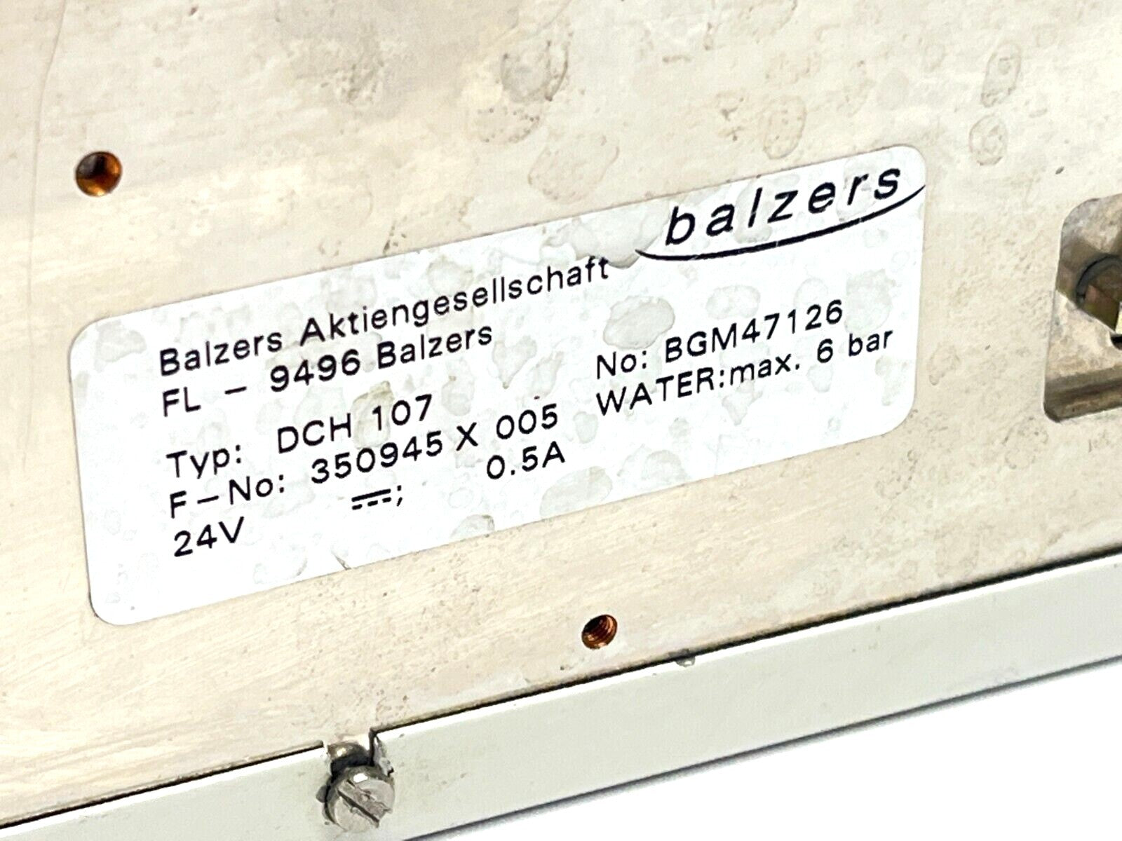 Balzers BGM47126 DCH 107 DC-Chopper 350945 X 005 MISSING FITTINGS - Maverick Industrial Sales