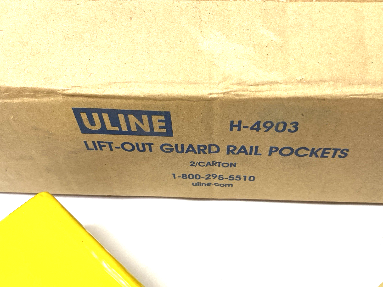 Uline H-4903 Lift-Out Rail Pockets for Guard Rails, Yellow, Steel, PACKAGE OF 2 - Maverick Industrial Sales
