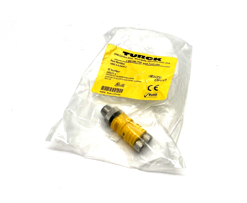 Turck VBRS 4.4-2SKM 3 Splitter, M12 Male 4-Pin To 2x M8 Female 3-Pin U0117-1 - Maverick Industrial Sales