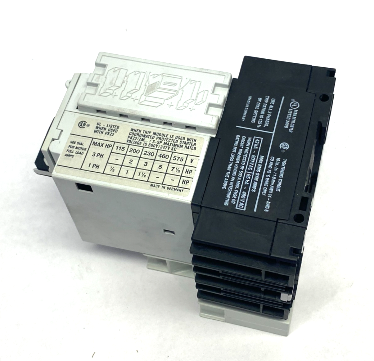 PKZ 2,ZM-10-PKZ2 | Moeller PKZ 2, ZM-10-PKZ2, NHI 11-PKZ 2 Motor Protection Breaker Assembly - Used - Maverick Industrial Sales