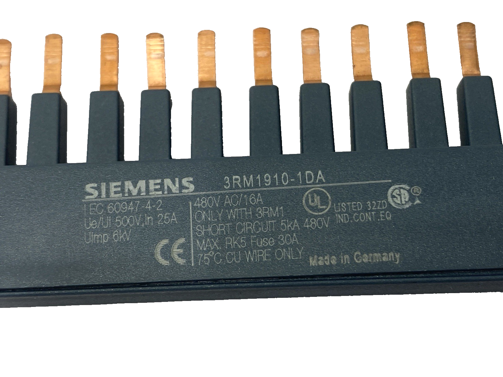 3RM1910-1DA | Siemens Busbar 3-Phase for 5 Motor Starters 15-Pole 480V LOT OF 2 - Used - Maverick Industrial Sales