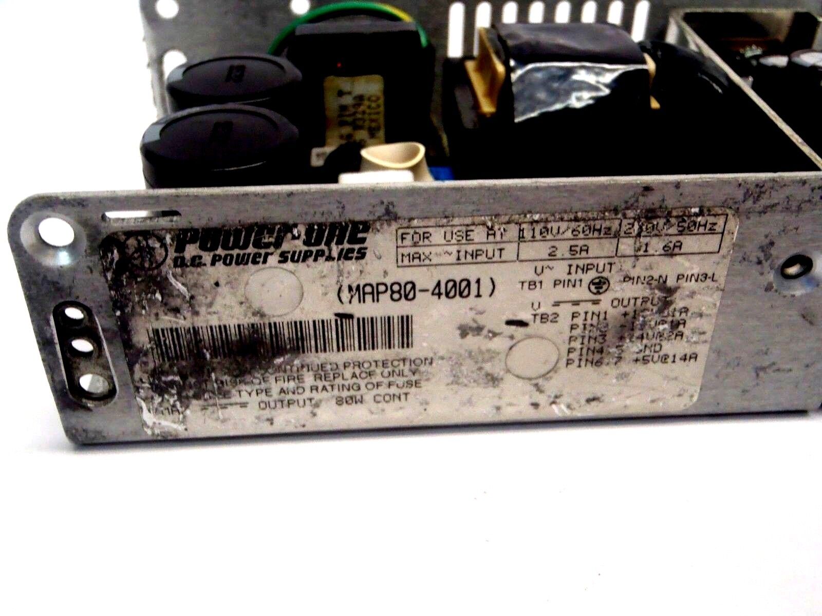 Power One MAP80-4001 Power Supply AC/DC 110V/ 60Hz 230V 50Hz 2.5A/1.6A 80W Out - Maverick Industrial Sales