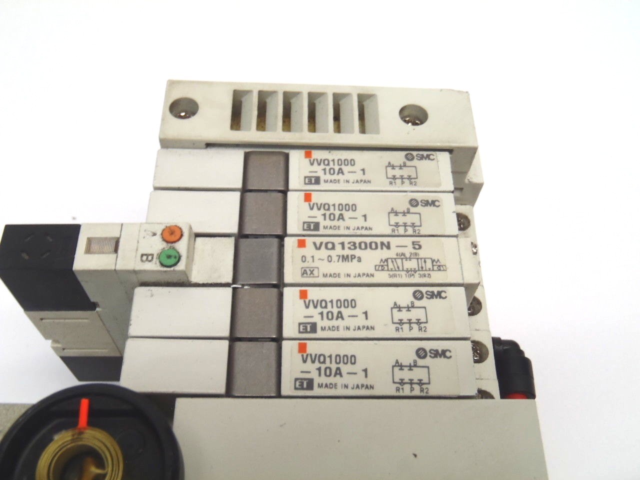 SMC Manifold w/ 6) VVQ1000-10A-1 1) VQ1300N-5 1) VQ1100N-5 1) ARM2000 Regulator - Maverick Industrial Sales