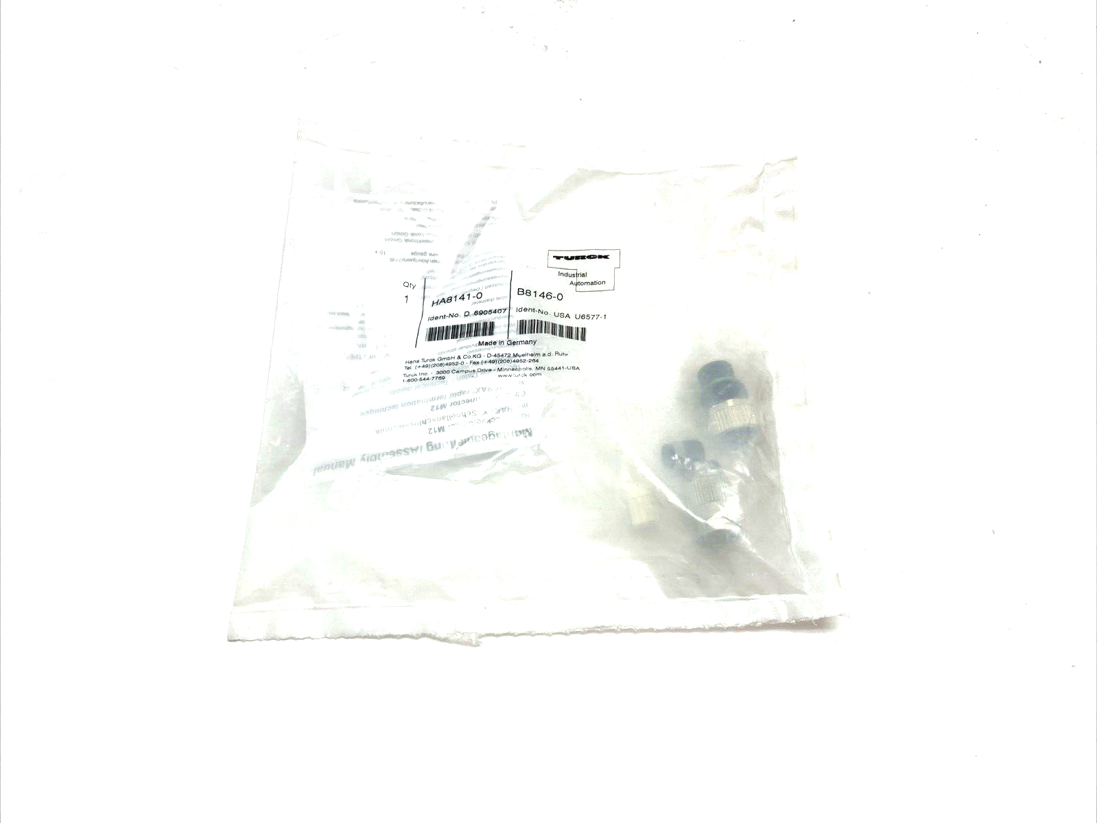 Turck HA8141-0 Field Wireable Connector B8146-0 Ident-No. 6905407, U6577-1 - Maverick Industrial Sales