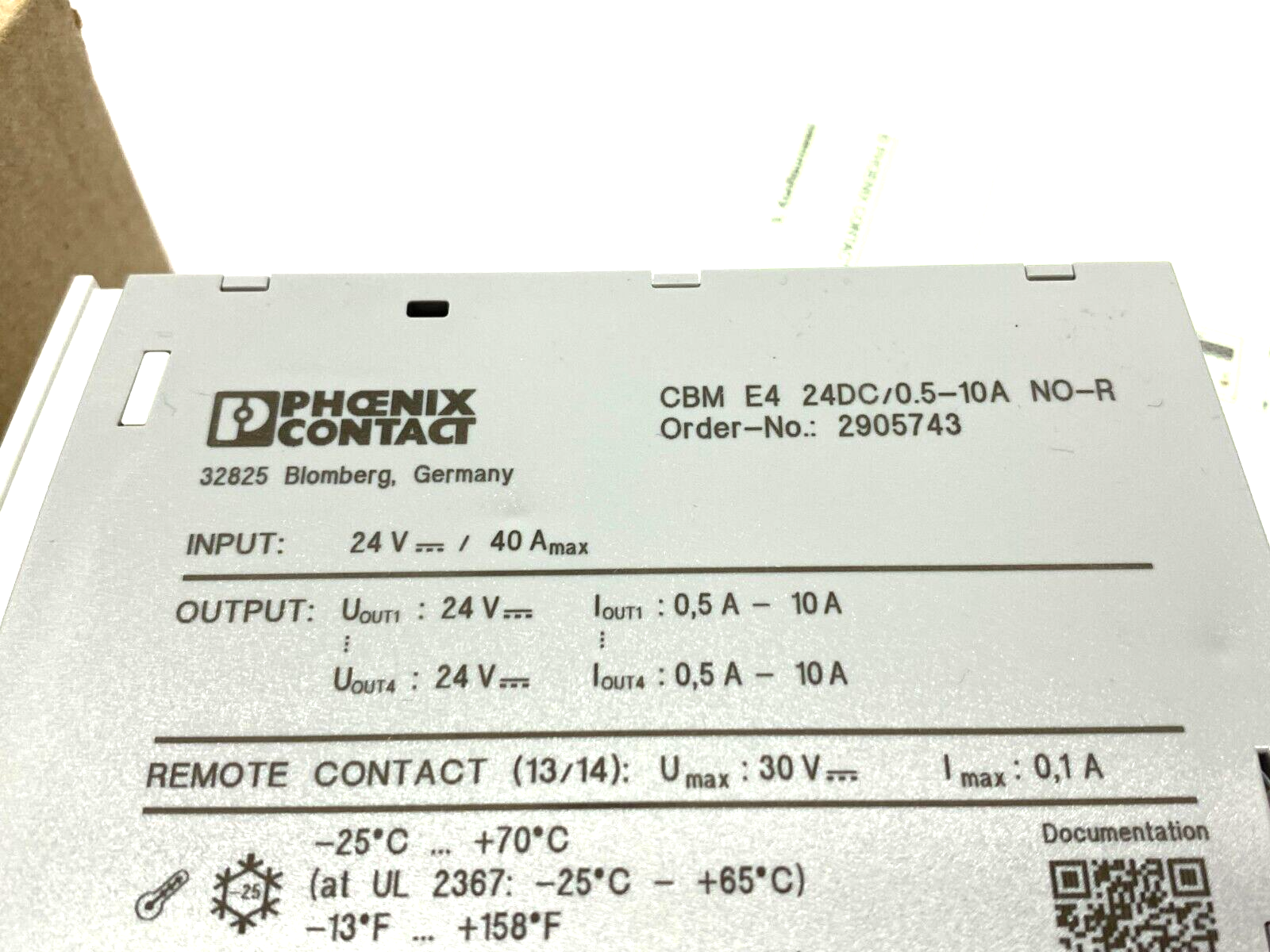 Phoenix Contact CBM E4 24DC/0.5-10A NO-R Electronic Circuit Breaker 2905743 - Maverick Industrial Sales