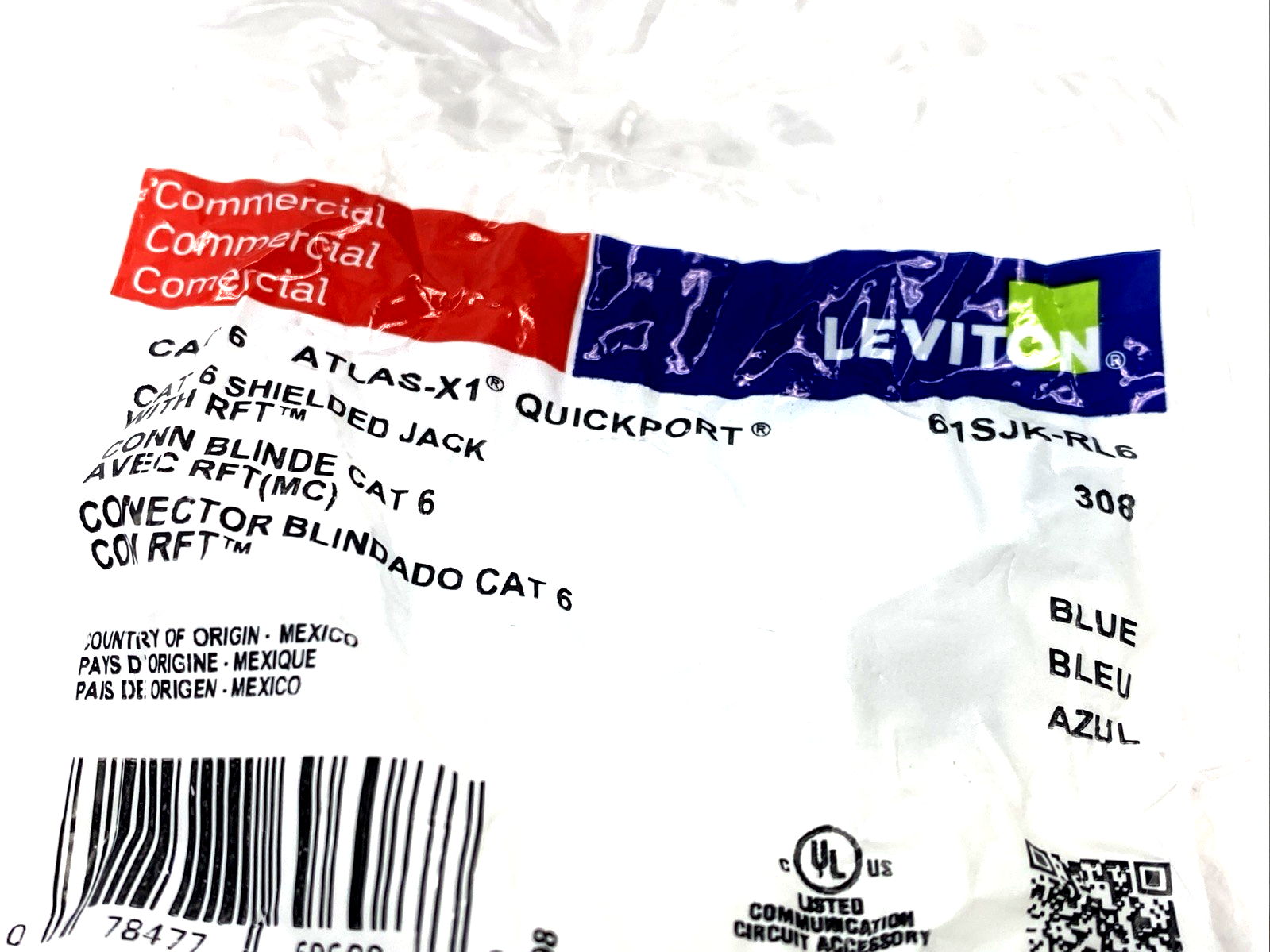 61SJK-RL6 | Leviton ATLAS-X1 Cat 6 Shielded QUICKPORT Jack, Blue - New - Maverick Industrial Sales