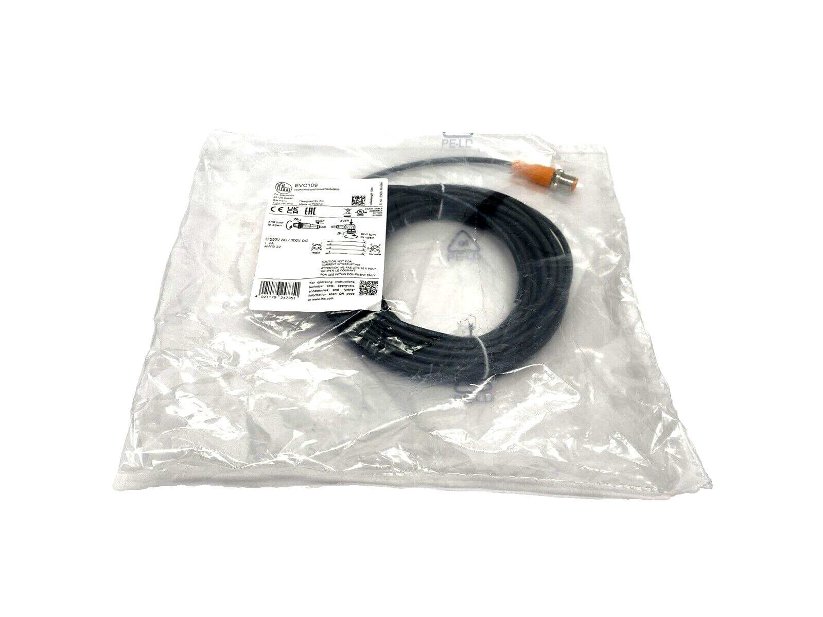 ifm EVC109 Cordset M12 Male To Angle Female 10m VDOAH040MSS0010H04STGH040MSS - Maverick Industrial Sales