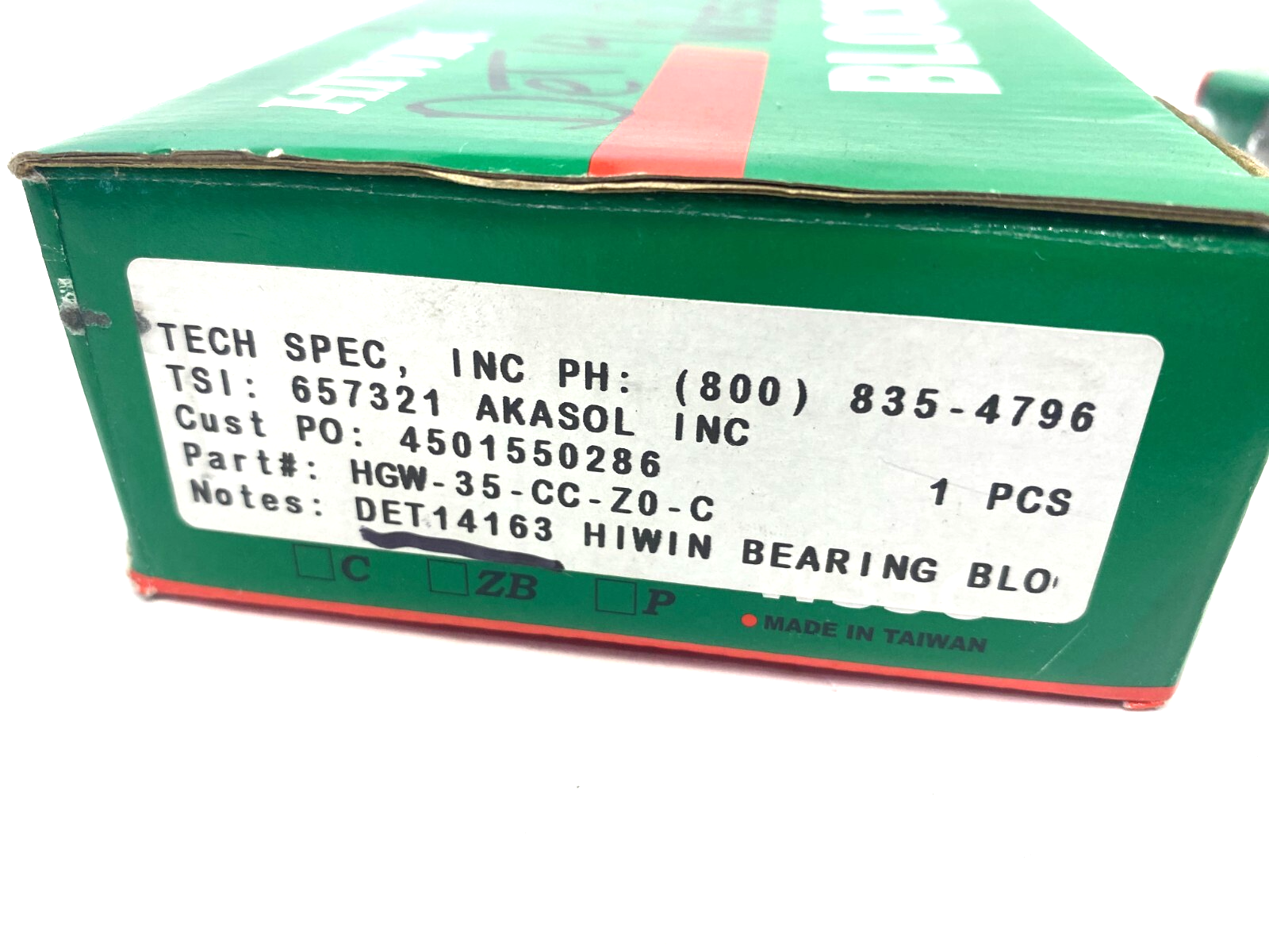 Hiwin HGW35CC Z0C Linear Guideway Block Bearing - Maverick Industrial Sales
