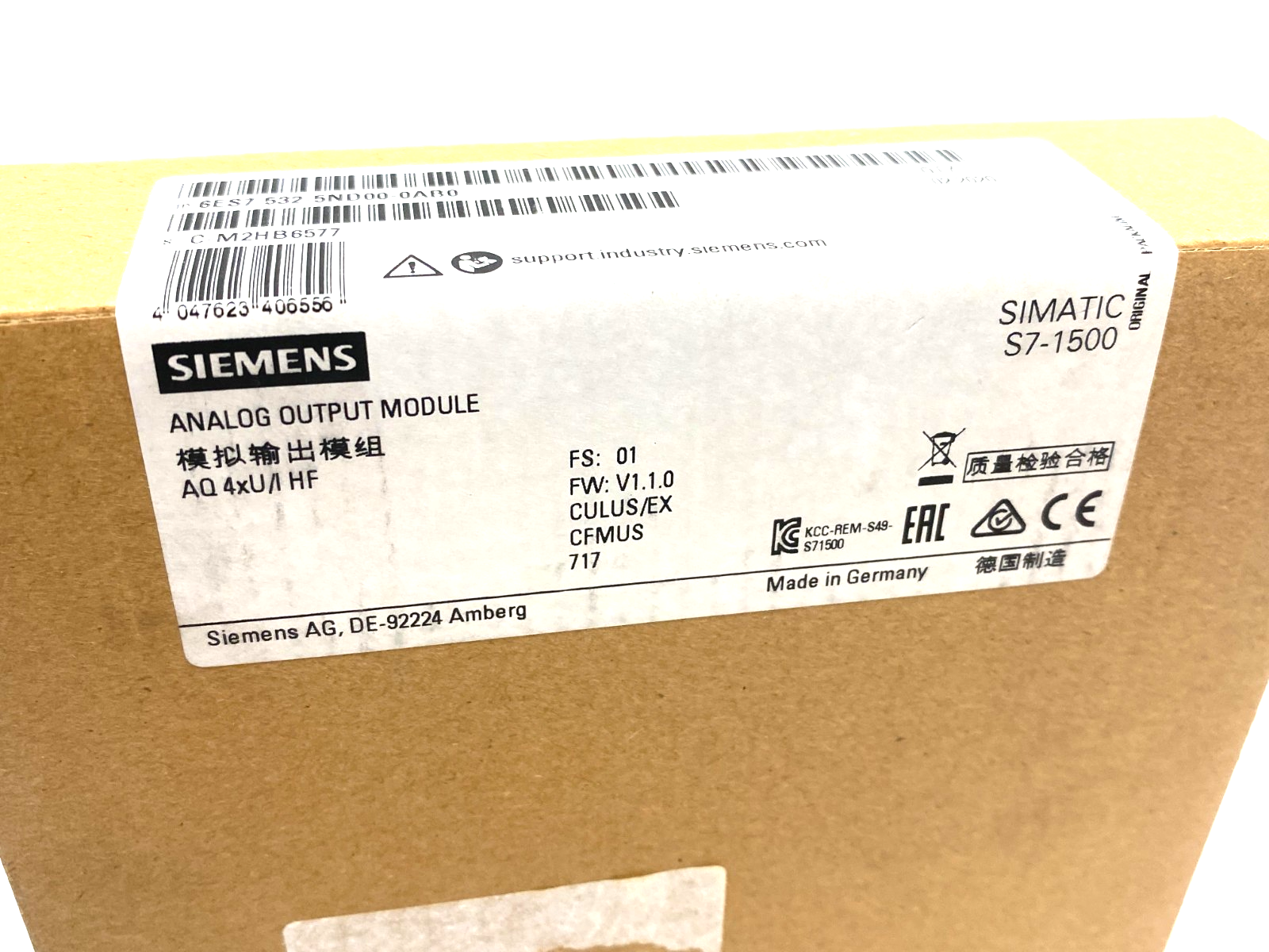 Siemens 6ES7 532-5ND00-0AB0 SIMATIC S7-1500 Analog Output Module AQ 4xU/I HF - Maverick Industrial Sales