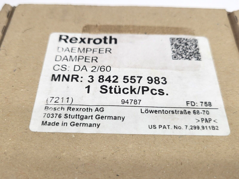 Bosch Rexroth 3842557983 Pneumatic Damper DA 2/60 - Maverick Industrial Sales