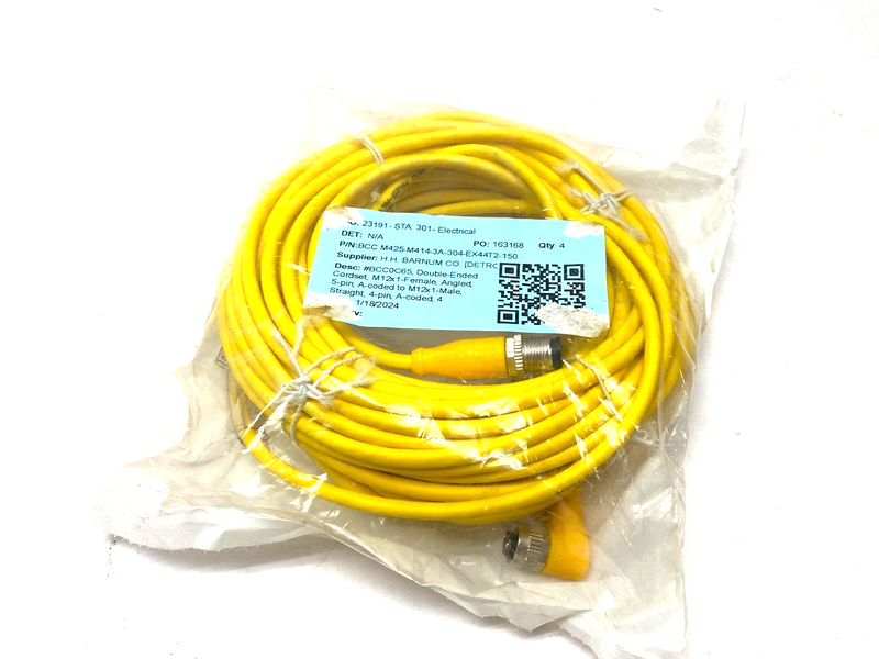 Balluff BCC M425-M414-3A-304-EX44T2-150 Double-Ended Connection Cordset BCC0C65 - Maverick Industrial Sales