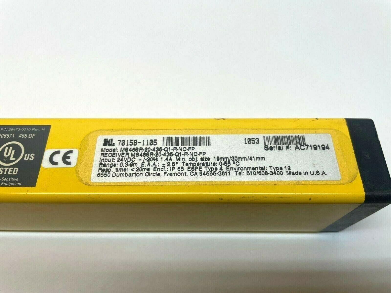 STI MS46SR-20-435-Q1-R-NC-FP Mini-Safe 4600 Light Safety Curtain Receiver - Maverick Industrial Sales