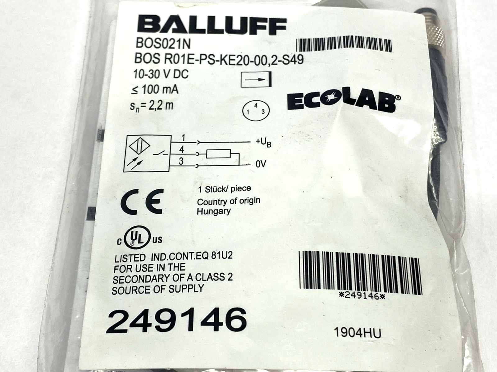 Balluff BOS R01E-PS-KE20-00,2-S49 Cubical Through-Beam Sensor 10-30VDC BOS021N - Maverick Industrial Sales