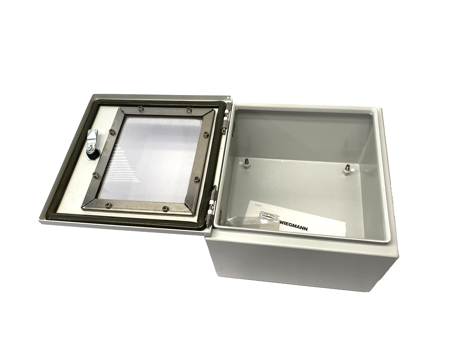 Wiegmann N412121208WCLG Wall Mount Enclosure w/ Window 12"x12Xx8" Light Gray - Maverick Industrial Sales