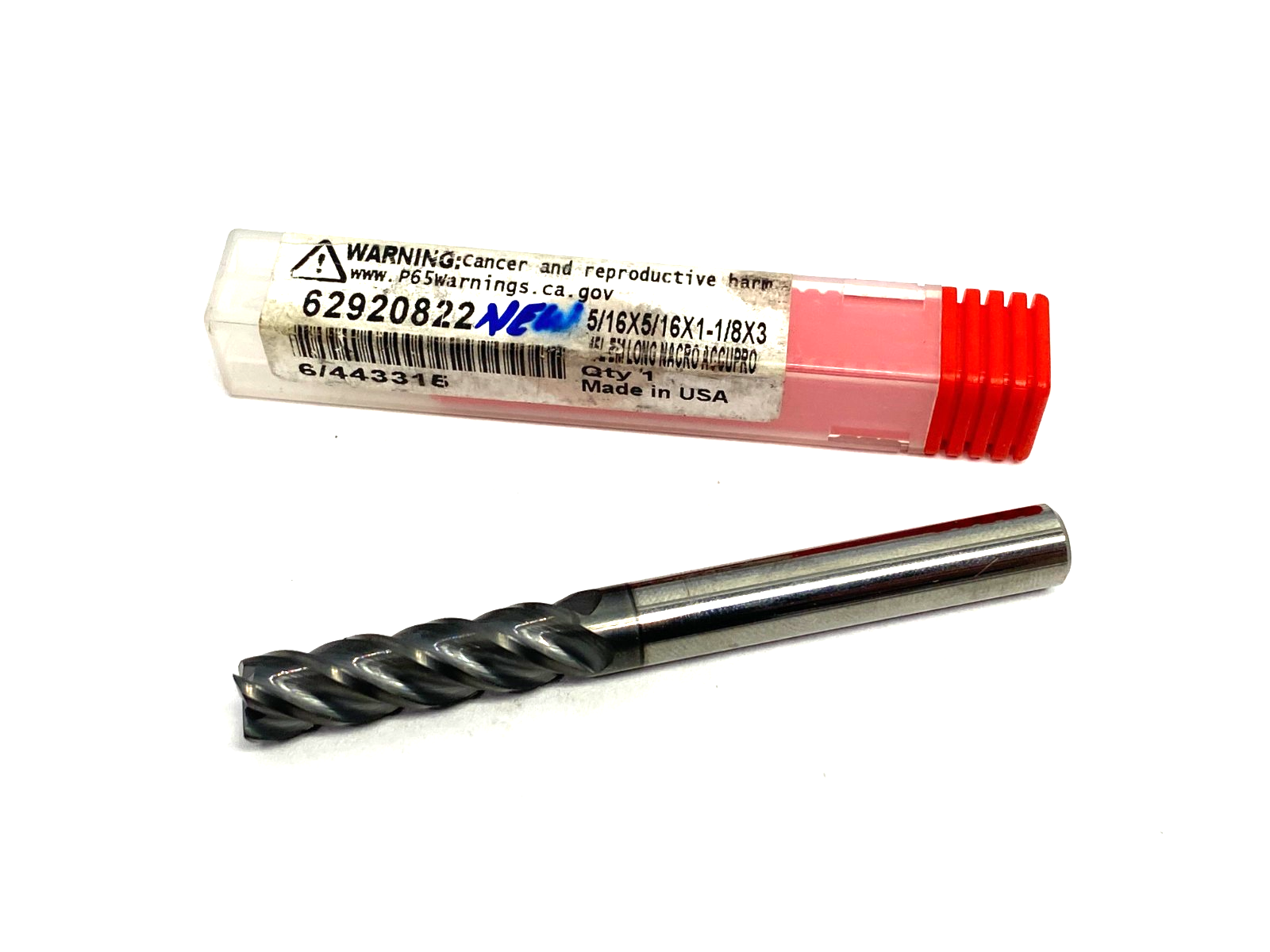 Accupro 62920822 Square End Mill: 5/16" Dia, 1-1/8" LOC, 4 Flute, Solid Carbide - Maverick Industrial Sales