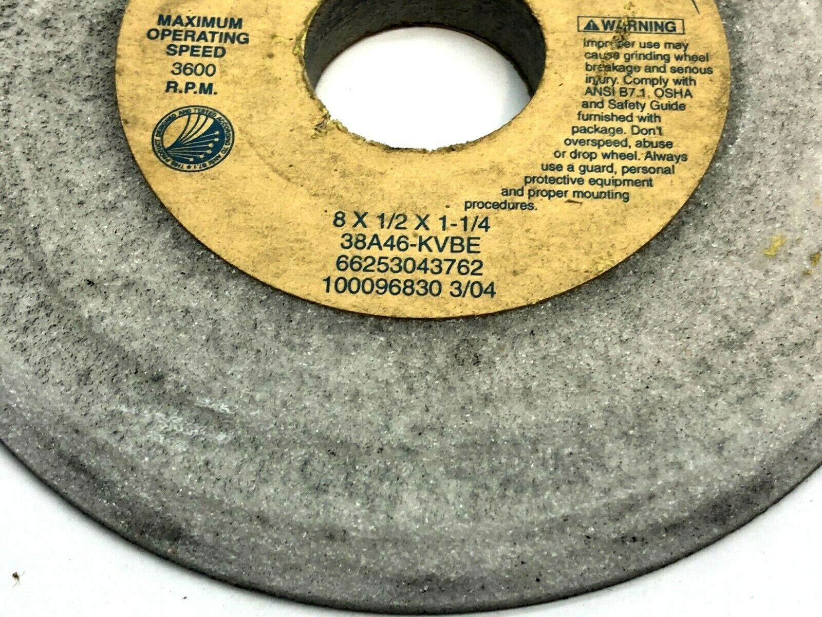 Norton 38A46-KVBE Grinding Wheels 1-1/4" Bore 3600 RPM LOT OF 2 - Maverick Industrial Sales