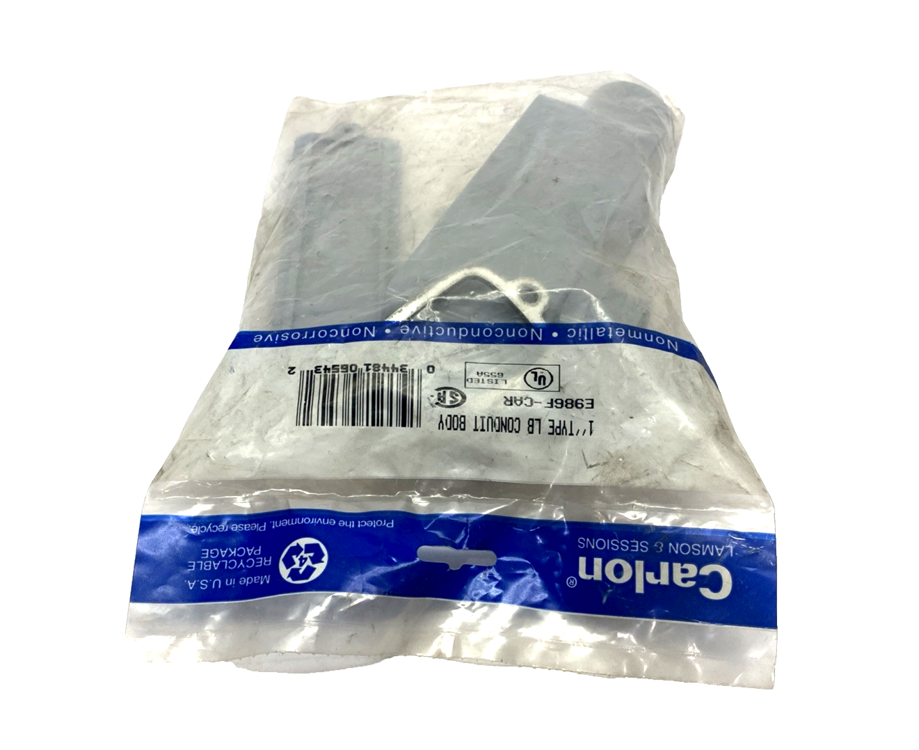 Carlon E986F-CAR LB-Type PVC Conduit Body 5-9/32" L x 1-3/4" W 1" Hub 6" OAL - Maverick Industrial Sales