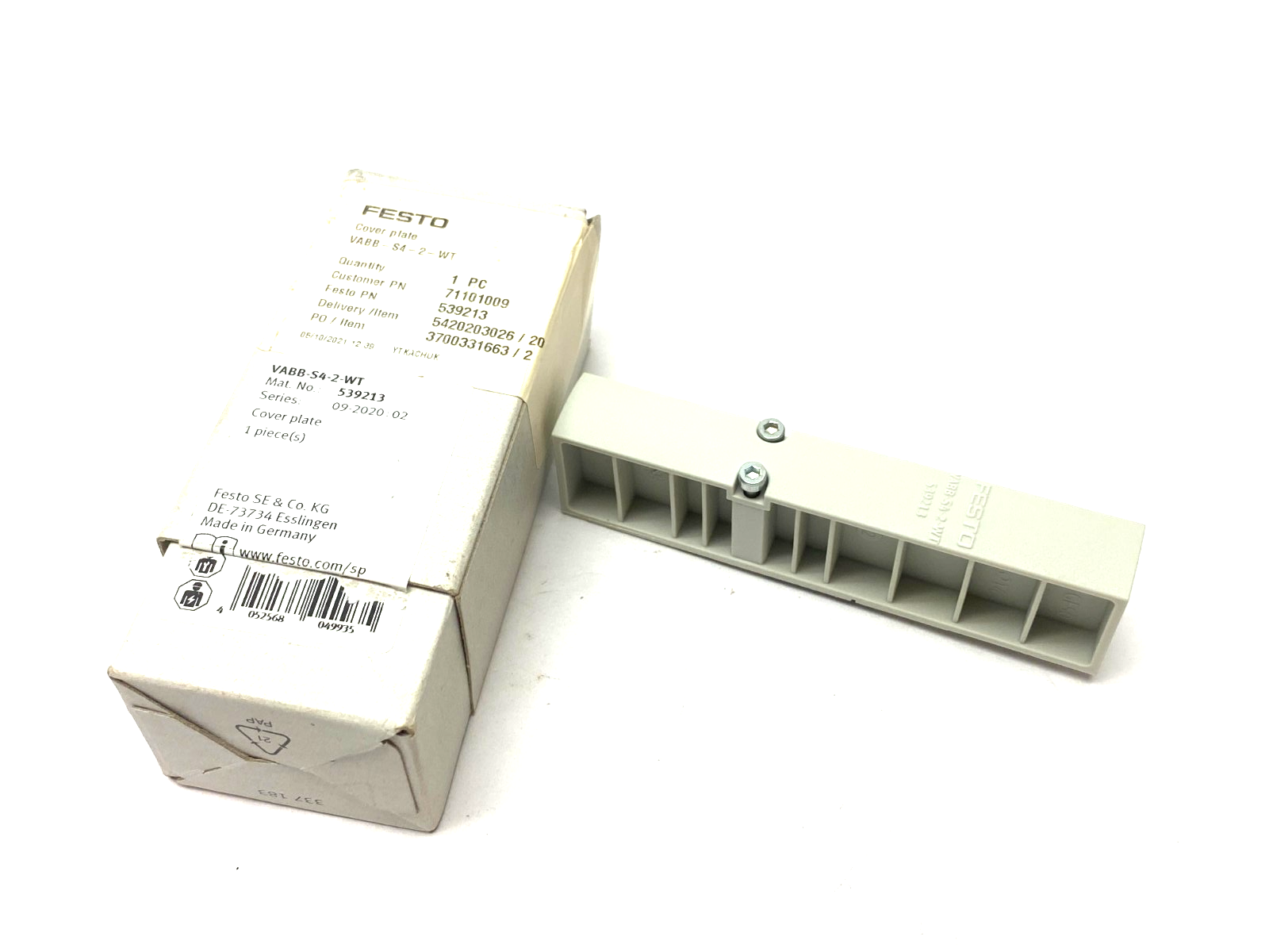 Festo VABB-S4-2-WT Manifold Blank Cover Plate 539213 - Maverick Industrial Sales
