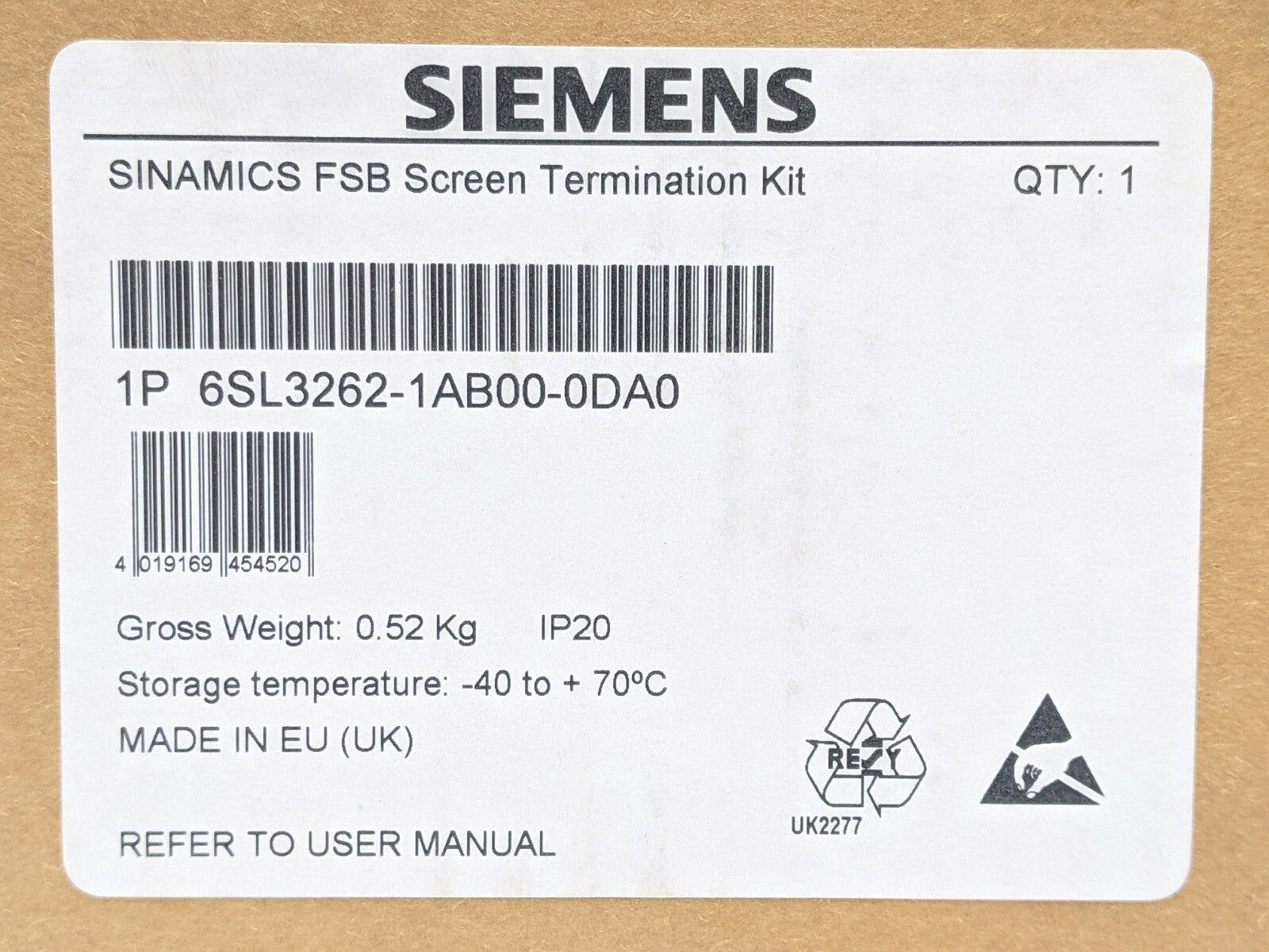 Siemens 6SL3262-1AB00-0DA0 Sinamics FSB Screen Termination Kit G120 PM240 - Maverick Industrial Sales