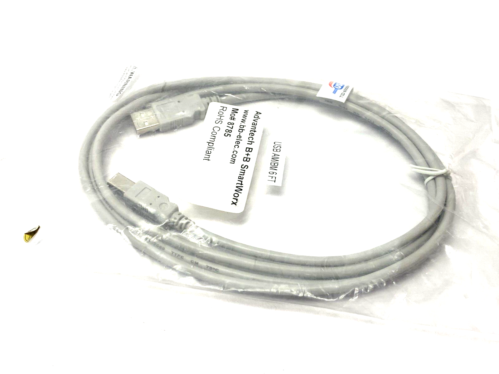 Advantech B+B SmartWorx TID 60000467 USB AM/BM Printer Cable 6' Length GRAY - Maverick Industrial Sales