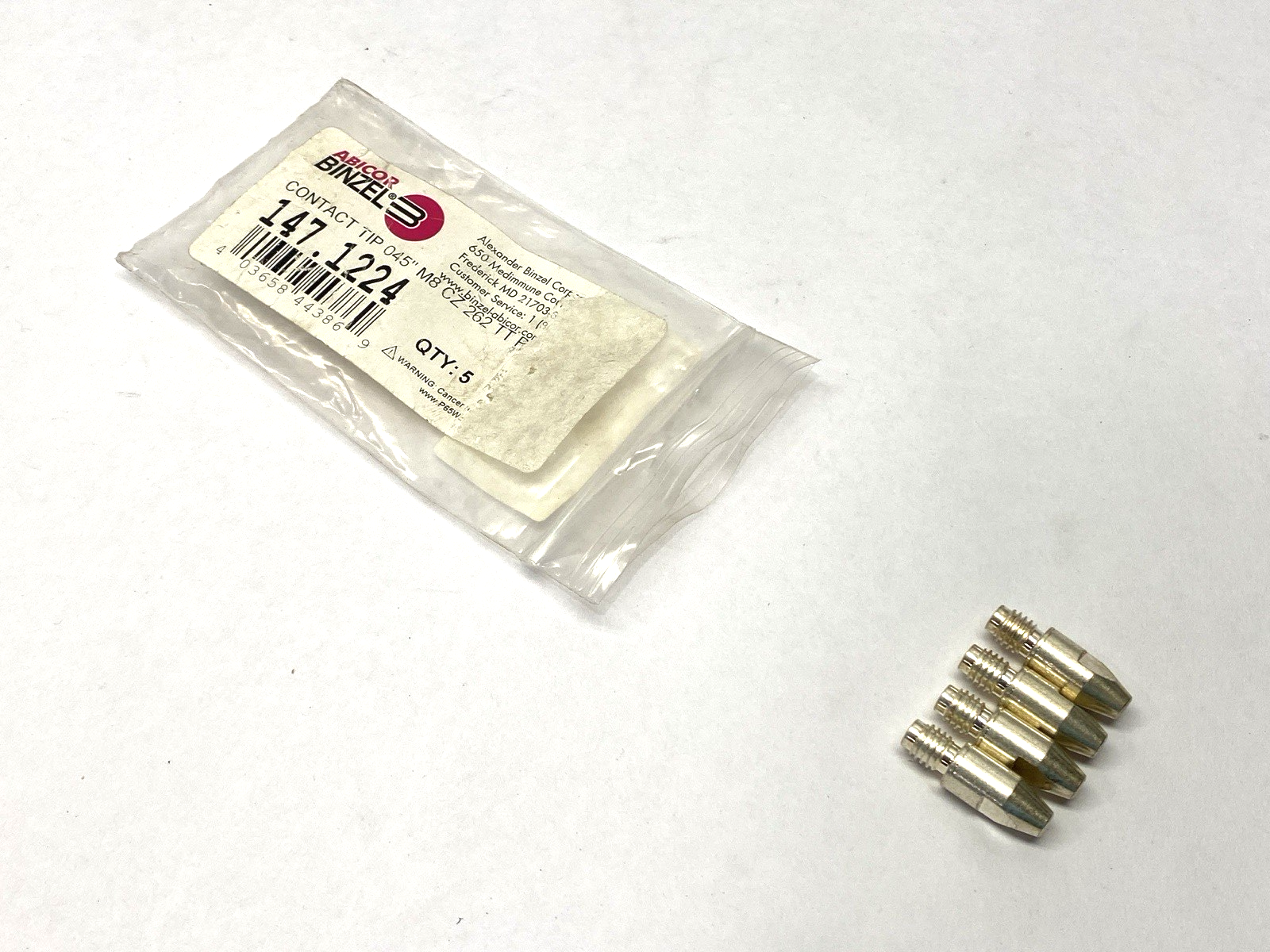 Abicor Binzel 147.1224 Contact Tip 045" M8 LOT OF 4 - Maverick Industrial Sales