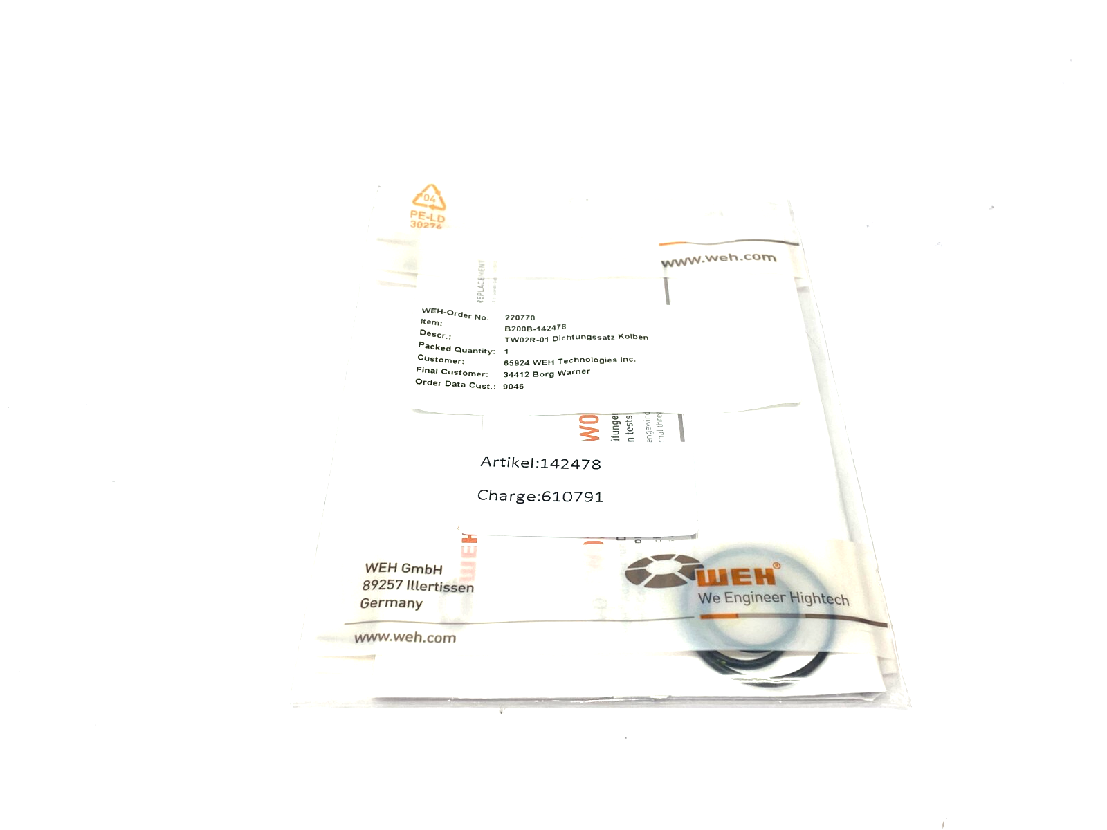 Weh B200B-142478 O-Ring Seal Set TW02R-01 - Maverick Industrial Sales
