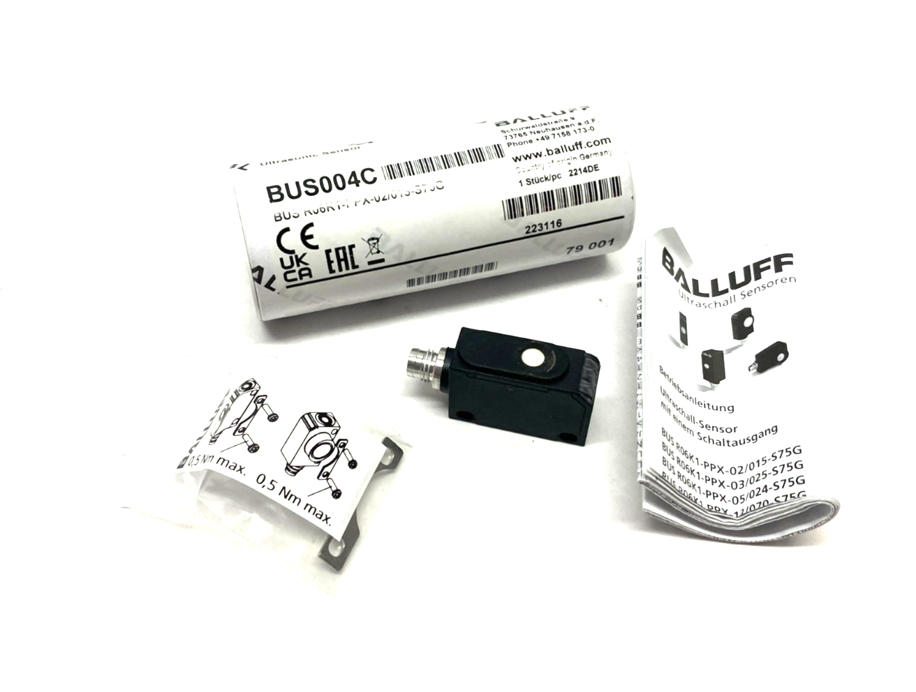 Balluff BUS004C Ultrasonic Sensor Male M8 4-Pin, BUS R06K1-PPX-02/015-S75G - Maverick Industrial Sales