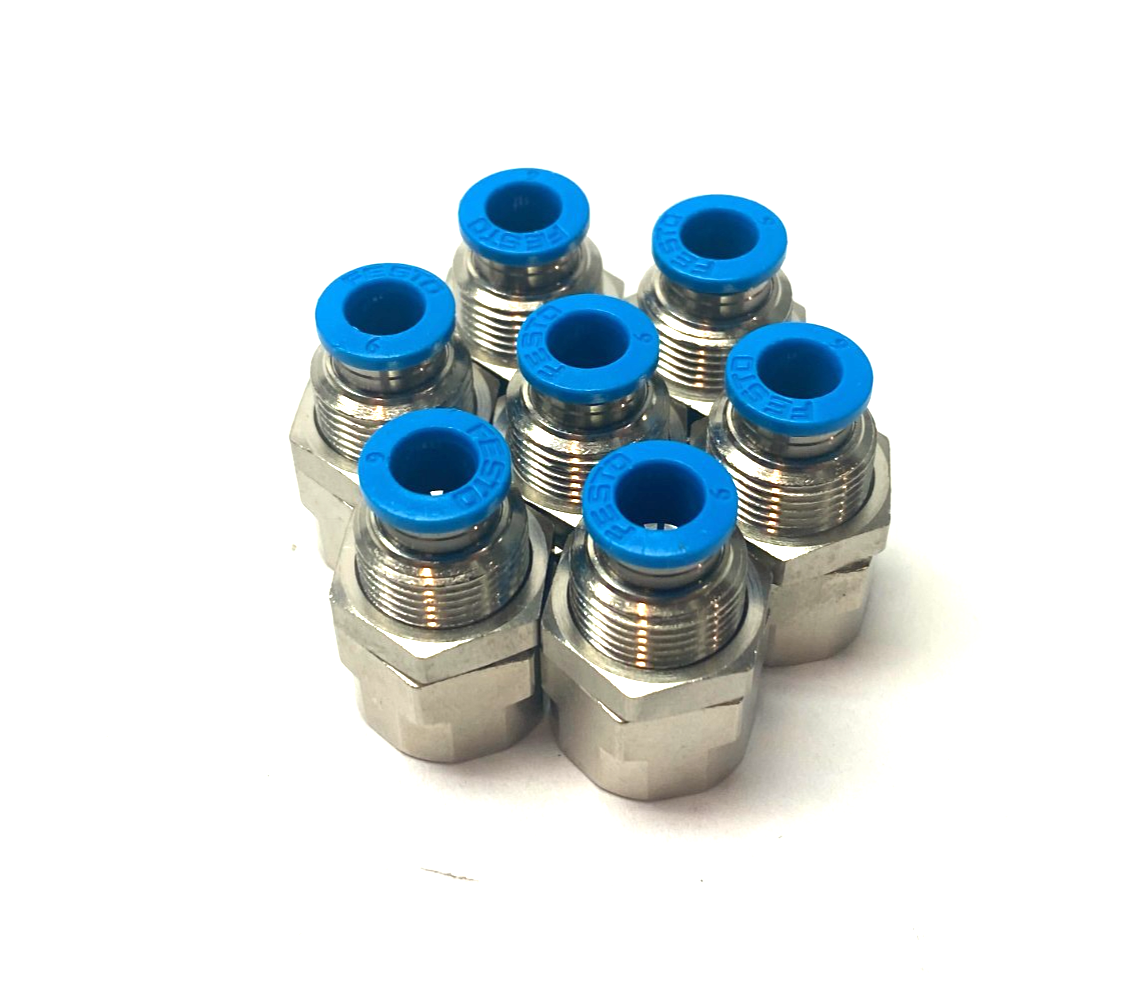 Festo QSSF-1/4-6-B Bulkhead Push-In Fitting G1/4" x 6mm Tube 153164 LOT OF 7 - Maverick Industrial Sales